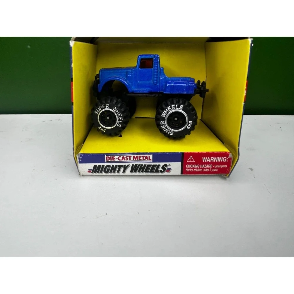 Vintage Soma Mighty Wheels Blue Die Cast Metal Monster Truck 4x4 Toy New in Box